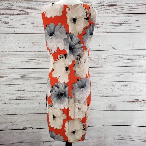 Calvin Klein Women's Floral Ruched Faux Wrap Sleeveless Dress Size Medium - Picture 11 of 14